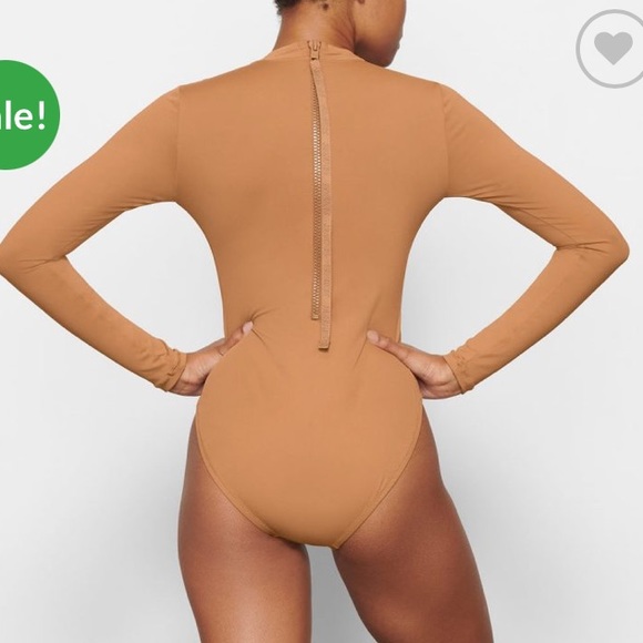 SKIMS Swim Long Sleeve One Piece Almond Size XXS - Picture 2 of 9